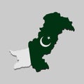 3D Pakistan Map with National Flag Colors â Vector Illustration on Gray Background Royalty Free Stock Photo