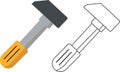 Hammer Design Filled Vector vs Line Art, Construction Tool Clipart Royalty Free Stock Photo