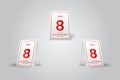 Modern Restaurant Table Number 8 Reservation Card Mockup â Elegant Red Design Royalty Free Stock Photo