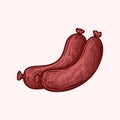 Vintage Sausage Illustration Royalty Free Stock Photo