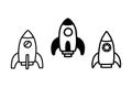 Three simple rocket ship icons black and white Royalty Free Stock Photo