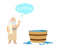 illustration of physics, archimedes of syracusa ancient genius mathematician inventor saying eureka in the bath Royalty Free Stock Photo