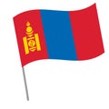 Mongolia national flag flutters with flagpole Royalty Free Stock Photo