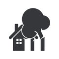 Isolated pictogram of tree falling on house Royalty Free Stock Photo
