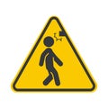 Isolated pictogram man walking with head hit low ceiling for safety sign mind your head Royalty Free Stock Photo