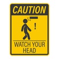 Isolated safety sign walking with head hit low ceiling for safety sign mind your head Royalty Free Stock Photo