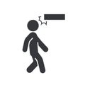 Isolated pictogram man walking with head hit low ceiling for safety sign mind your head Royalty Free Stock Photo