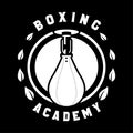 Boxing Academy Punching Bag Logotype Black and White Vector Royalty Free Stock Photo