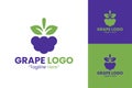 Clean and Simple Grape Logo Design in Purple and Green for Food Branding Royalty Free Stock Photo