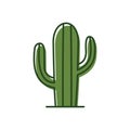 Stylized green cactus illustration. Simple line drawing of a desert cactus. Royalty Free Stock Photo