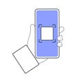 qr code payment hand holding phone with cashless payment app vector illustration Royalty Free Stock Photo