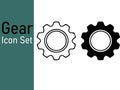 black and white gear icon set with outlined and solid cogwheel for technical, mechanical and industrial design Royalty Free Stock Photo