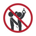 Isolated prohibition sign preventing inappropriate touch or pervert behavior in public Royalty Free Stock Photo