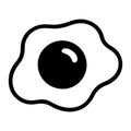 Black and white minimalist illustration of a fried egg. Royalty Free Stock Photo