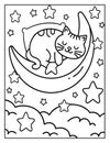 Witch\'s Cat Halloween Coloring Page â Fun Printable for Kids & Adults Royalty Free Stock Photo