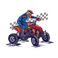 ATV Racing sport vector illustration, perfect for t shirt design Royalty Free Stock Photo