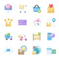 E commerce and Online Shopping Icon Set Flat Pastel Style Royalty Free Stock Photo
