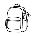 A black and white line drawing of a backpack Royalty Free Stock Photo