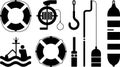 Maritime Safety Equipment Icons Royalty Free Stock Photo