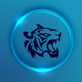 Roaring tiger head in shiny blue circle â fierce esports logo for gaming teams & modern brand identity Royalty Free Stock Photo