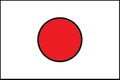 Flat illustration of the national flag of Japan simple red circle on white background representing the sun, for editorial and educ Royalty Free Stock Photo