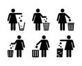 Trash Icon. Keep clean icon. Use trash bin sign vector. Waste Bin icon. Silhouette of Keeping Clean. Royalty Free Stock Photo