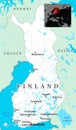 Finland Country Map with Major Cities, Borders, and European Context Royalty Free Stock Photo