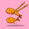 Tempura Shrimp Fries With Chopsticks Royalty Free Stock Photo
