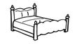 A bed is a vector line art icon. Royalty Free Stock Photo