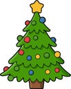 Decorated Evergreen Tree Vector Illustration for Holiday Season and Festive Decor Royalty Free Stock Photo