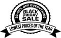 Black friday sale lowest prices of the year stamp Royalty Free Stock Photo