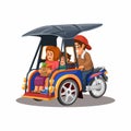 Bentor Indonesian Transportation Cartoon Illustration Vector Royalty Free Stock Photo