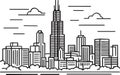 skyline of chicago with willis tower Royalty Free Stock Photo