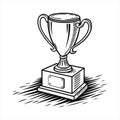 Classic trophy award with engravable plate symbolizing achievement and victory hand drawn sketch Royalty Free Stock Photo