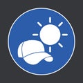 Round blue hat and sun rays, symbolizing sun heat protection sign Royalty Free Stock Photo