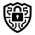 Data Protection Shield with Lock and Binary Code Elements. Royalty Free Stock Photo