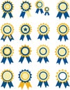 Award Ribbon Set â Blue & Gold Medals with Starburst Design, Recognition Badges for Events, Competitions, Achievements & Honors Royalty Free Stock Photo
