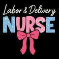 Labor & Delivery Nurse Cute Pastel Bow Design for Maternity Ward Medical Staff Neonatal Birth Team Obstetric Care Professionals Ho Royalty Free Stock Photo