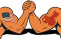 Two muscular arms engaged in an arm-wrestling match Royalty Free Stock Photo