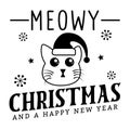Meowy Christmas Wishes from a Santa-Hatted Kitty Bringing Joy, Snowflakes, and Whiskered Cheer to Your Festive Holiday Season Royalty Free Stock Photo