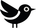 Cute Black Bird with White Eye and Stylized Wings Ready to Fly Royalty Free Stock Photo