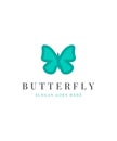 Blue Color Butterfly logo design, Creative style butterfly vector illustration Royalty Free Stock Photo