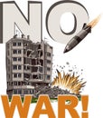 Illustration depicts an anti-war message with the word \