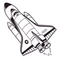 Stylized black and white illustration of a space shuttle. Royalty Free Stock Photo