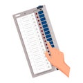 Hand Pressing Button on Electronic Voting Machine with Candidate Symbols Royalty Free Stock Photo