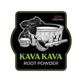 Kava root drink with traditional wood bowl illustration design Royalty Free Stock Photo