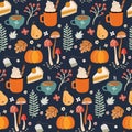 Autumn seamless pattern, Thanksgiving wallpaper with pumpkins Royalty Free Stock Photo
