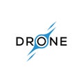 typography text drone logo design, word mark drone graphic vector icon Royalty Free Stock Photo