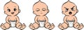 Three cartoon babies are seated in a row, each wearing a diaper Royalty Free Stock Photo