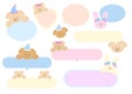 Pastel vector illustration of text bubbles with bunny, puppy, teddy bear for text, message, communication, speech, chat, dialogue Royalty Free Stock Photo